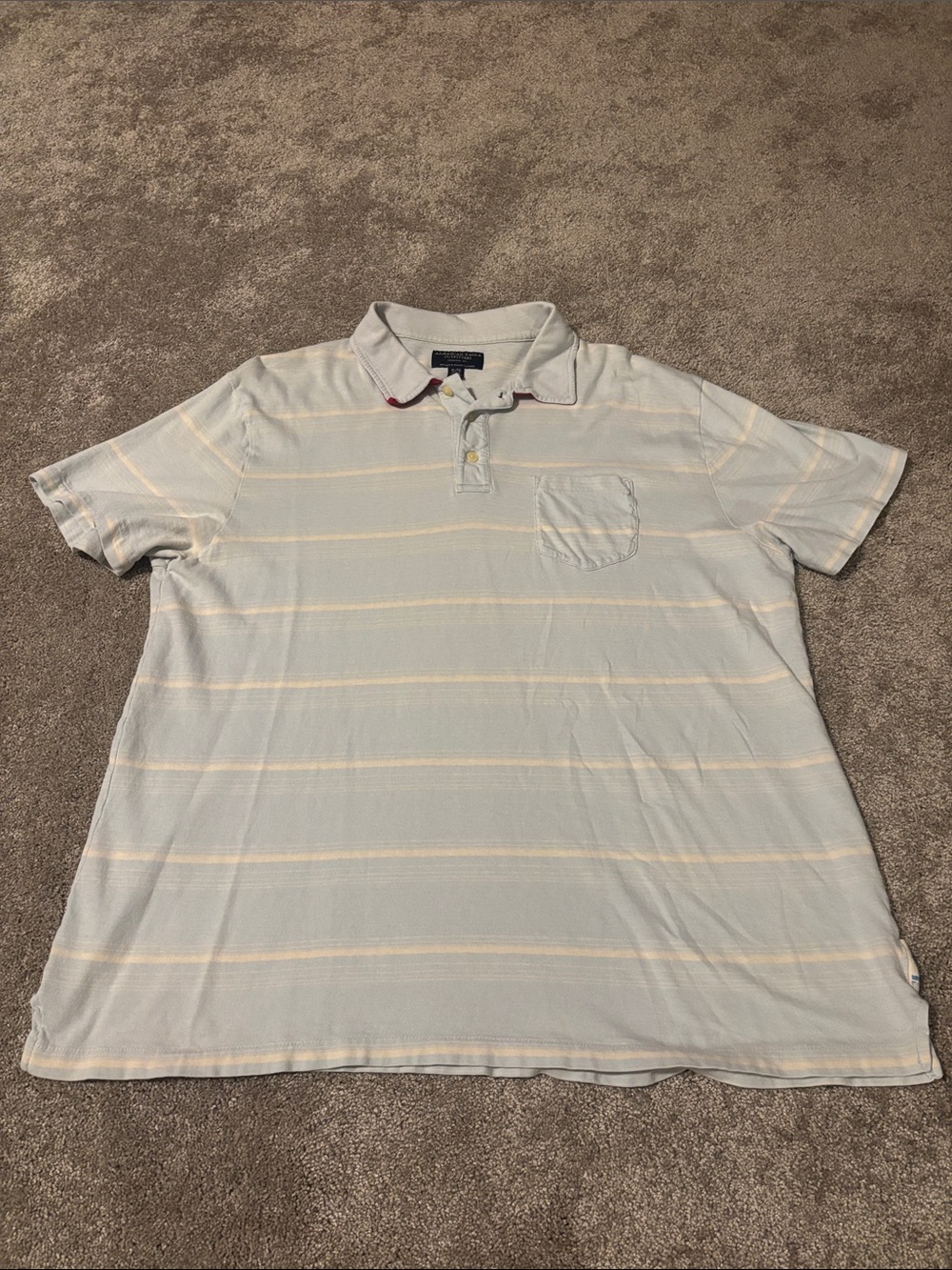 American Eagle Outfitters Pale Blue & Cream Striped Polo